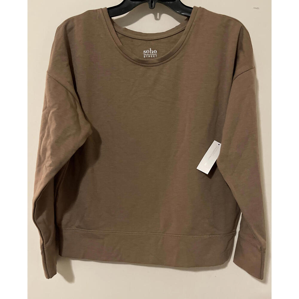 NYC Soho Women’s Small Brown Super Soft Pullover Crewneck Sweatshirt NWT! M1029